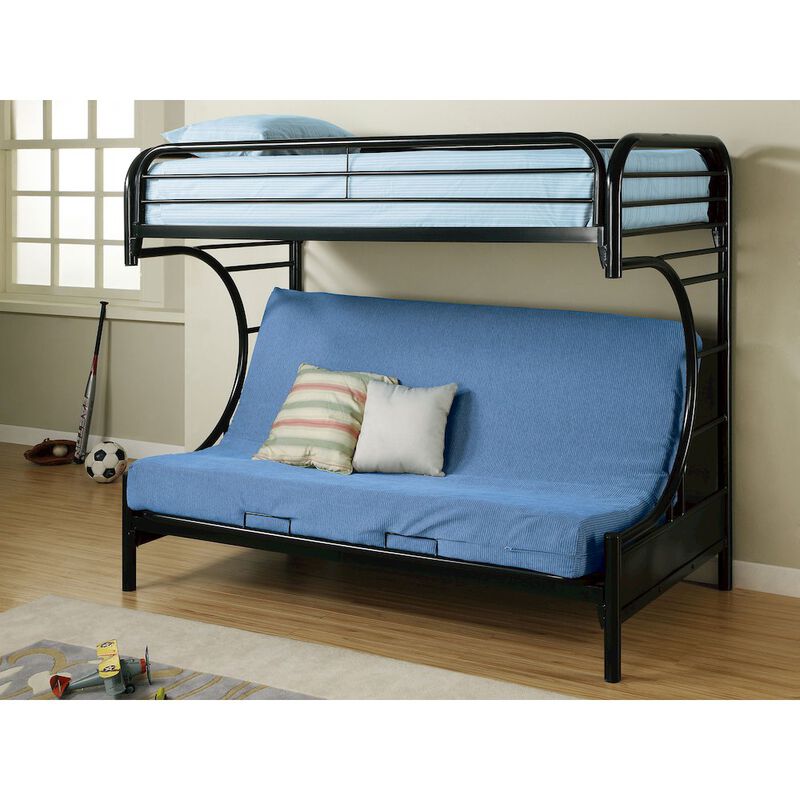 Coaster Co. of America Montgomery Metal Twin Over Futon Bunk Bed Black image number 2