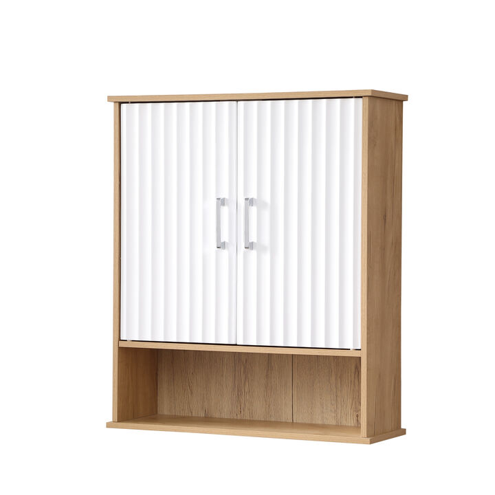 ELEMENT ACE Stylish Wall-Mounted Bathroom Cabinet with Adjustable Shelf and Wave-Patterned Doors for Modern Storage Solutions