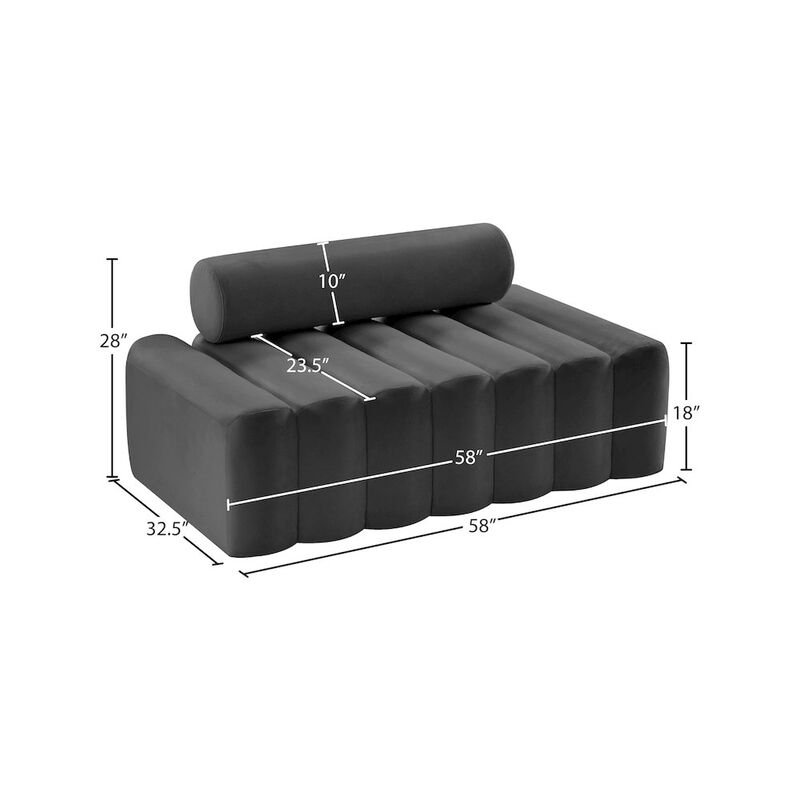 Meridian Furniture Melody Grey Velvet Loveseat