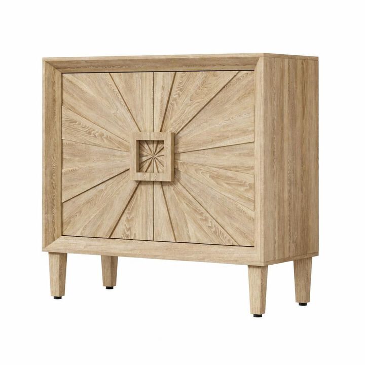 GOODSILO Compact Mid-Century 2-Door Storage Credenza with Adjustable Shelves, Small Space Accent Cabinet for Dining Room Entryway