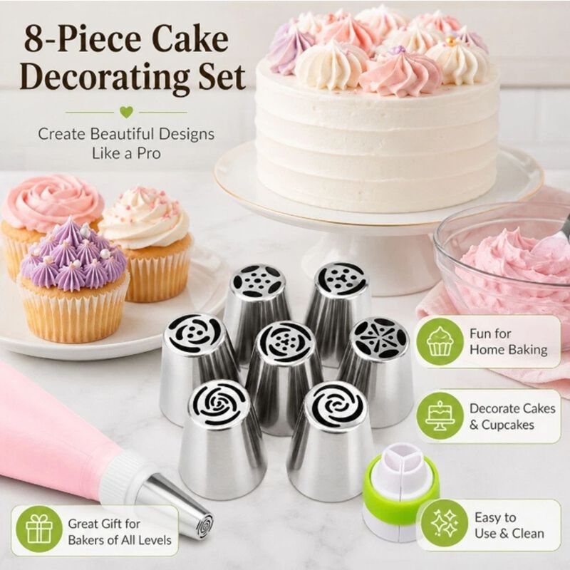 Pack of 7 Russian Flower Piping Tips with Coupler image number 2