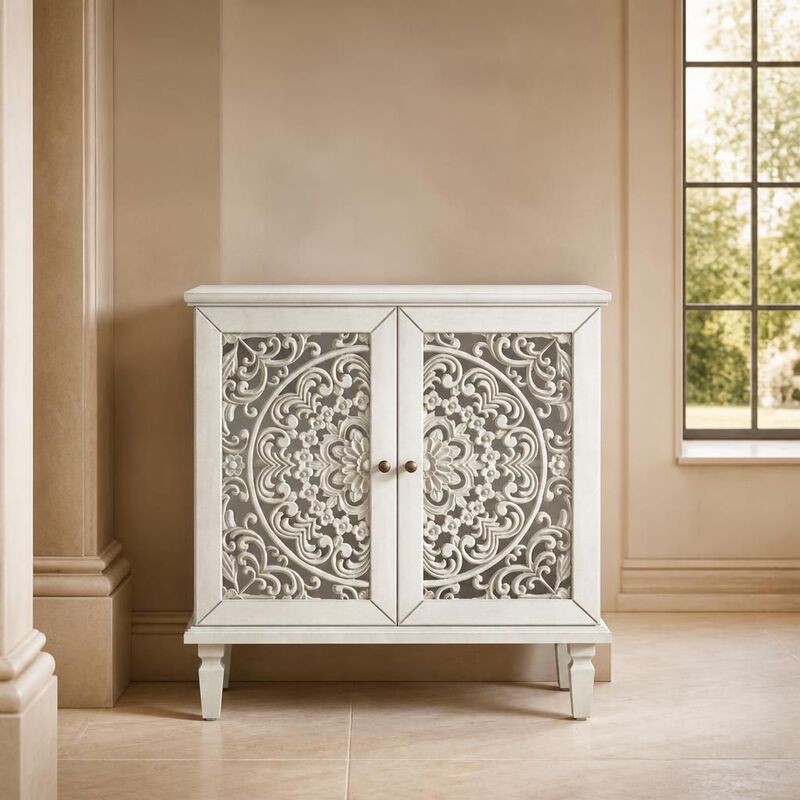 Hollow-Carved 2-Door Accent Cabinet image number 3