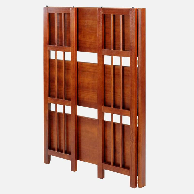 Hivvago 3-Shelf Folding Storage Shelves Bookcase in Walnut Wood Finish
