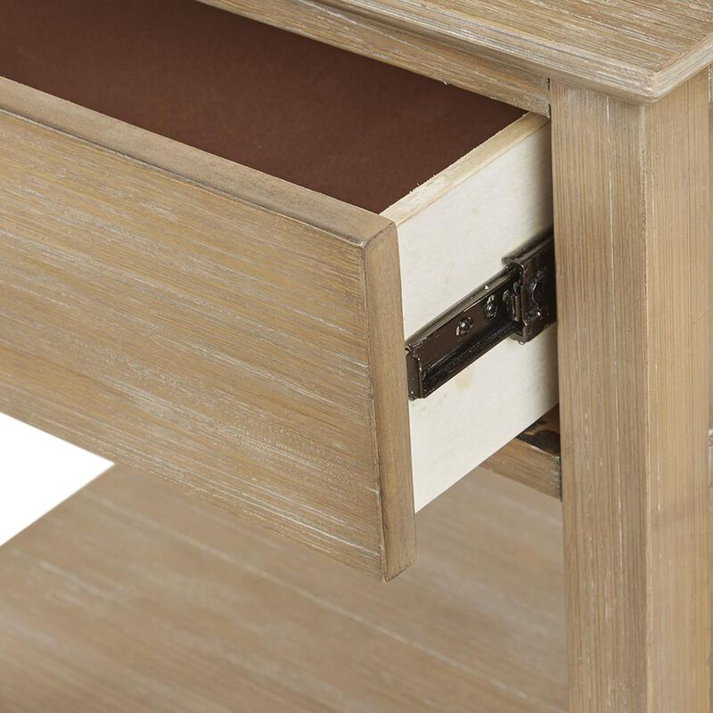 Starlight Canyon Home Rustic Brown Nightstand With Rubber Wood Frame And Metal Accents For Bedroom