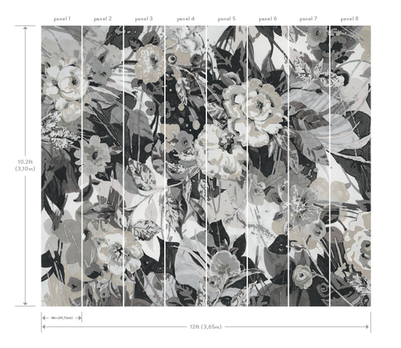 Pop Floral Neutral Wall Mural (Set of 2) image number 2
