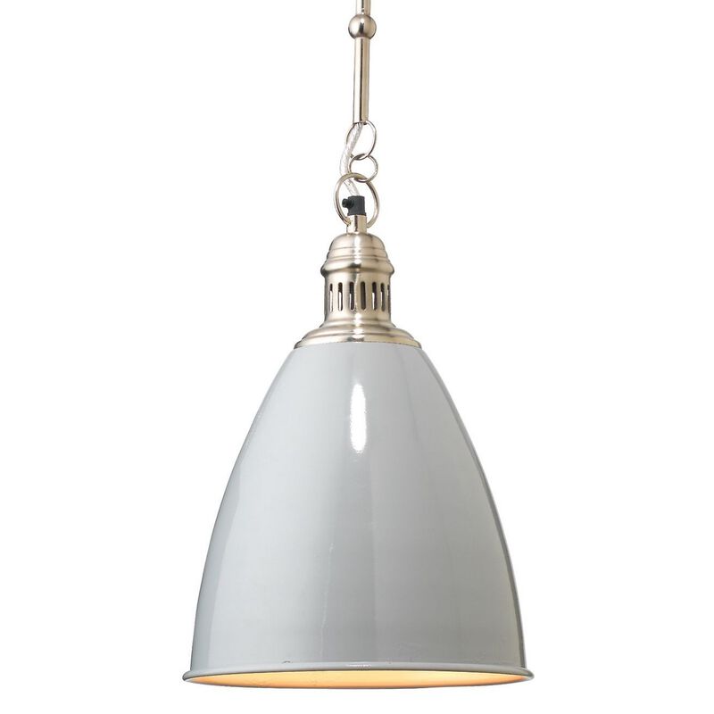 Lucy 11 Inch Pendant Chandelier, Lacquer Steel, Smooth Dome Shade, Gray-Benzara image number 4