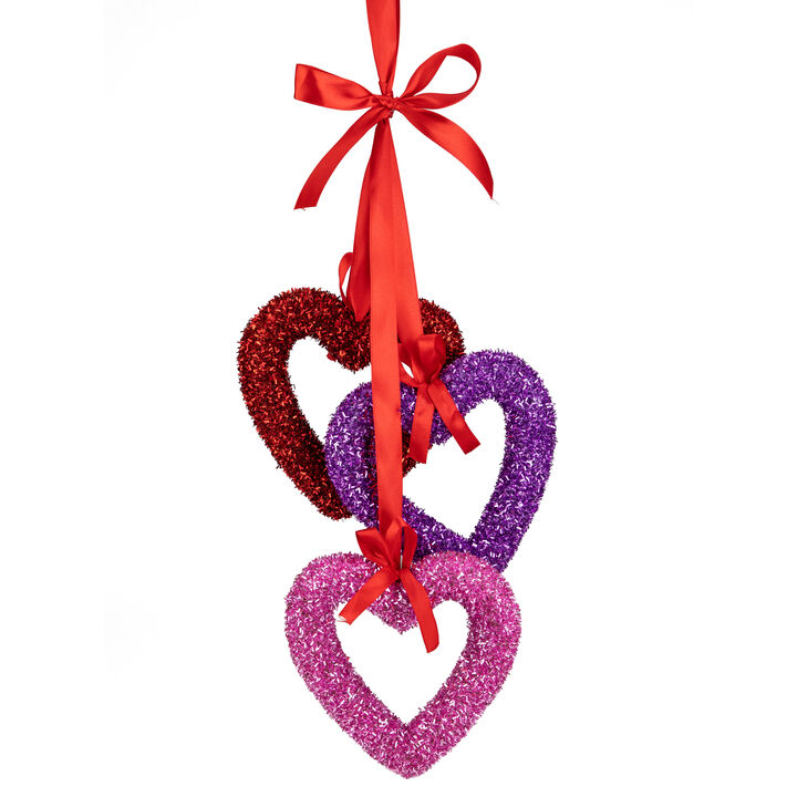 23" Glittery Hearts Trio Valentine's Day Ornament
