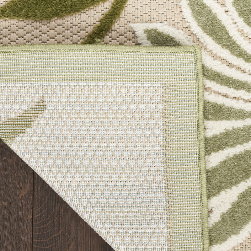 HomeRoots 8' Ivory And Green Floral Indoor Outdoor Runner Rug image number 4