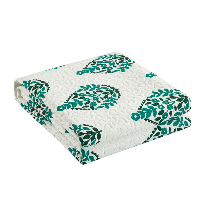 Chic Home Breana Quilt Set Floral Medallion Print Design Bed In A Bag Bedding Green