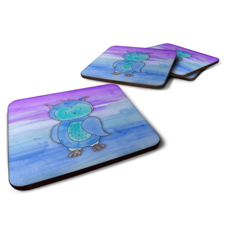 Caroline's Treasures Blue Owl Watercolor Decorative coasters, 3.5, Multicolor