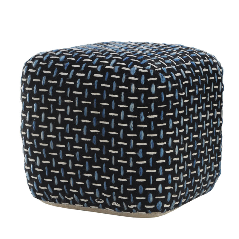 Durable Fabric Geometric Pouf Ottoman – Accent Floor Cushion for Living Room