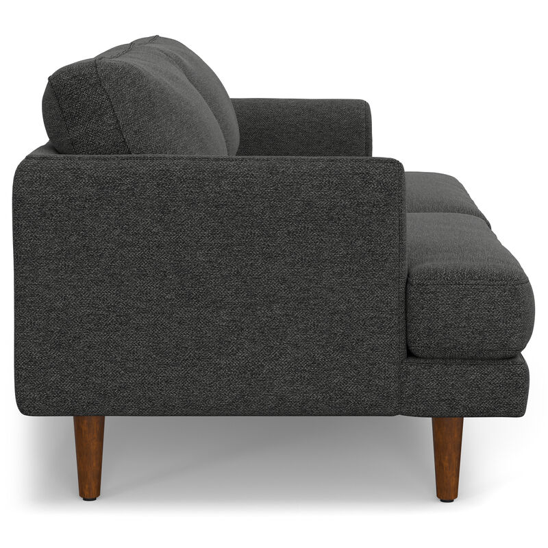 Livingston 76 inch Wide Mid-Century Modern Loveseat Sofa in Charcoal Grey Woven-Blend Fabric