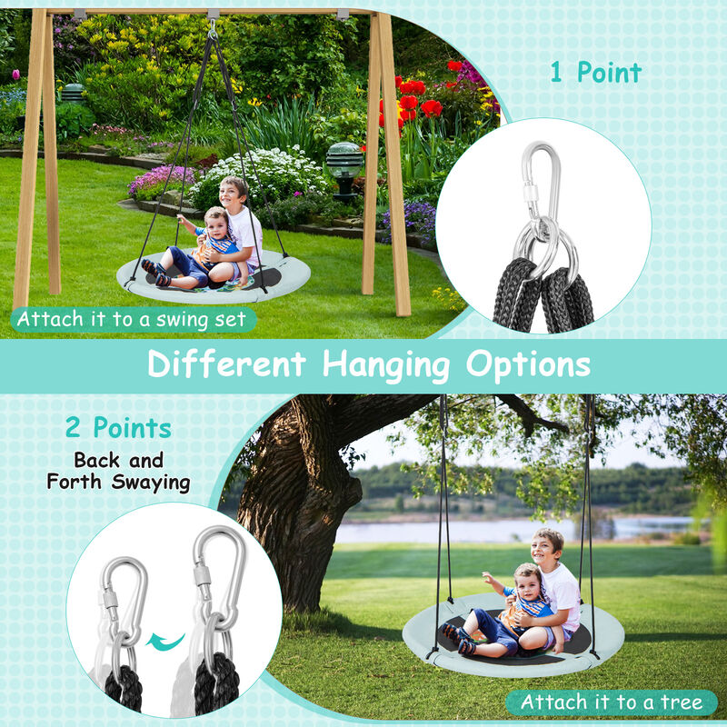 Saucer Tree Swing with Adjustable Hanging Ropes for Backyard Fun For Kids & Adults