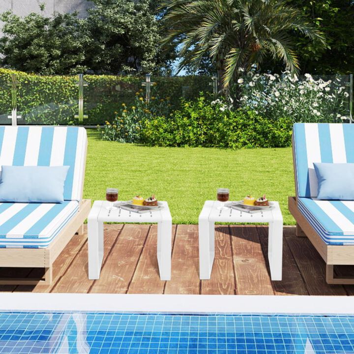 Hivvago Weather Resistant Adirondack Outdoor Side Table Set of 2