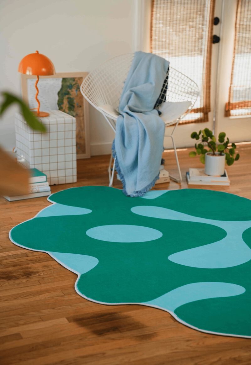 Lany Space Area Rug, Washable Rugs Non-Slip, Irregular Moss Design Rug for Living Room image number 4