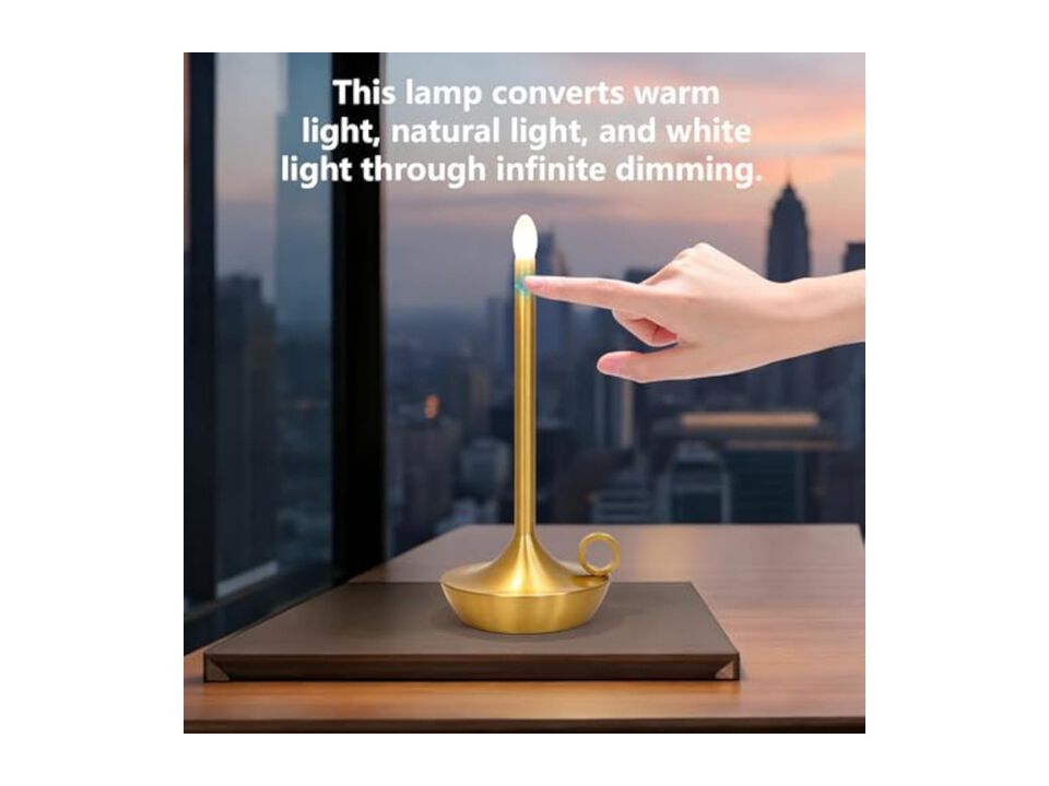 Rechargeable Battery Operated Table Lamp For Bedroom Desk Dining Room Gold