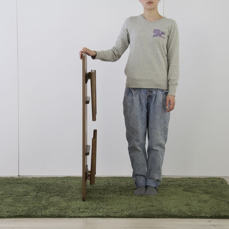 AZUMAYA Folding Legs Table W41.3 x D20.5 x H13.8 Inches Natural Walnut and Rubber Wood Material Home and Living Coffee Table Wal