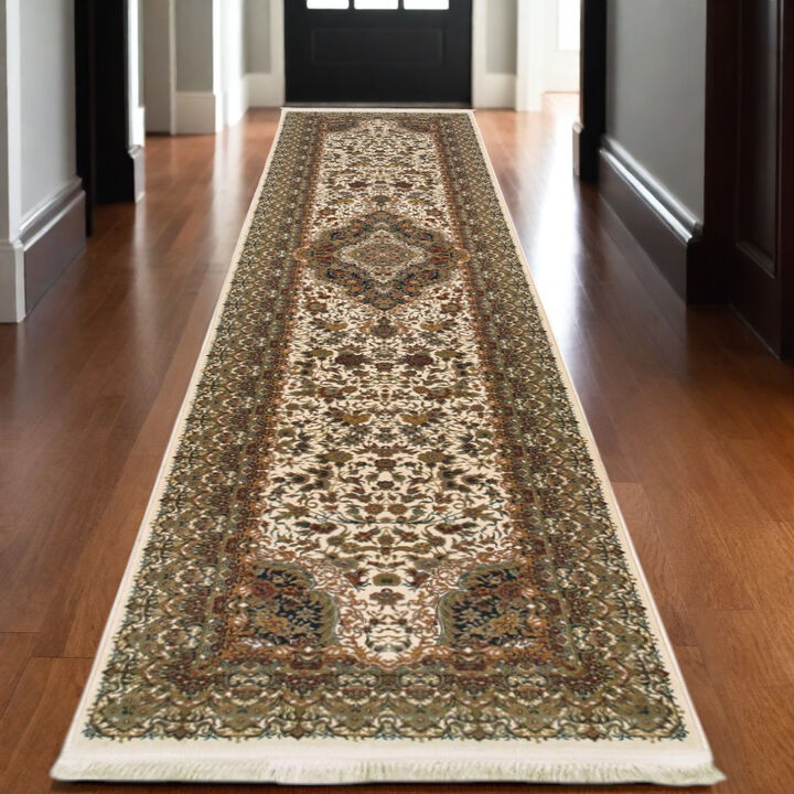 HomeRoots Medallion Area Rug With Fringe