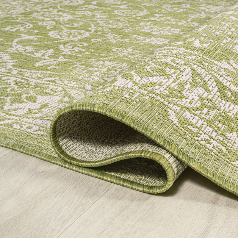 Tela Bohemian Textured Weave Floral Area Rug