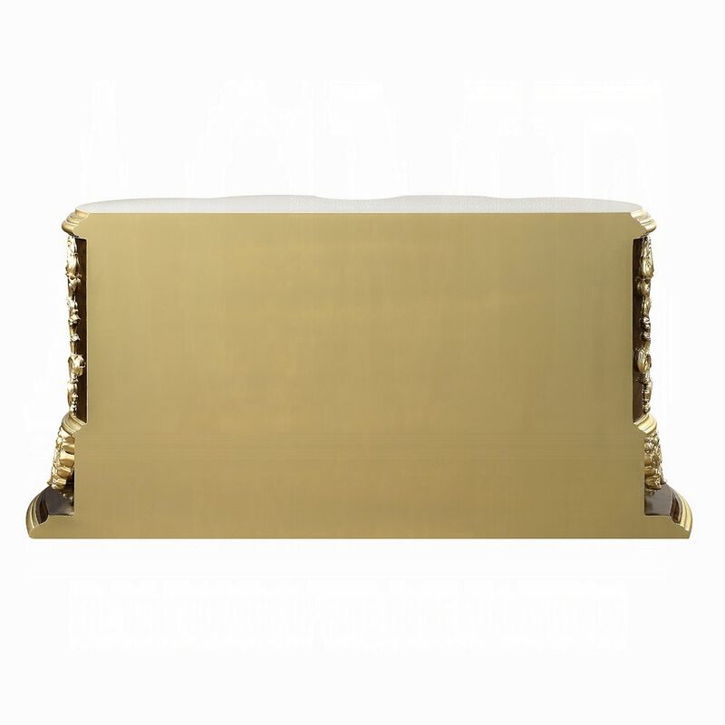 Mara Wide Dresser Chest with 6 Drawers and 2 Doors, Gold, Brown Wood - Benzara image number 3