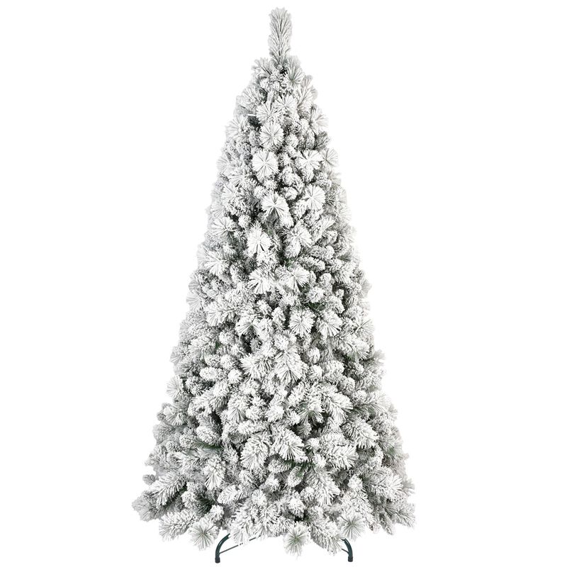 5 ft. Flocked Christmas Tree PVC Hard Needle Hinged 518 Tips with Metal Stand Full Holiday Decoration