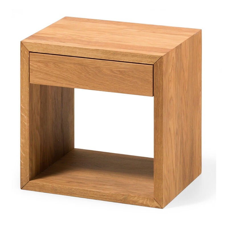 Medium Mid-Century Modern Solid Oak Floating Nightstand with Drawer - Bedside Table for Bedroom