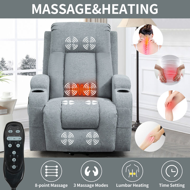 Power Lift Recliner Chair With Massage and Lumbar Heating