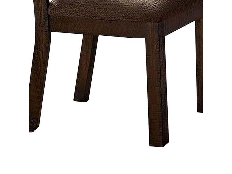 Wooden Side Chairs with Padded Seat, Set of 2, Brown - Benzara