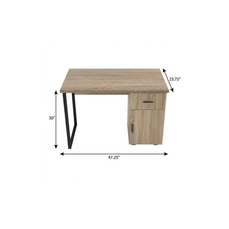 HomeRoots 47" Taupe and Black Wood and Metal Sled Computer Desk image number 6