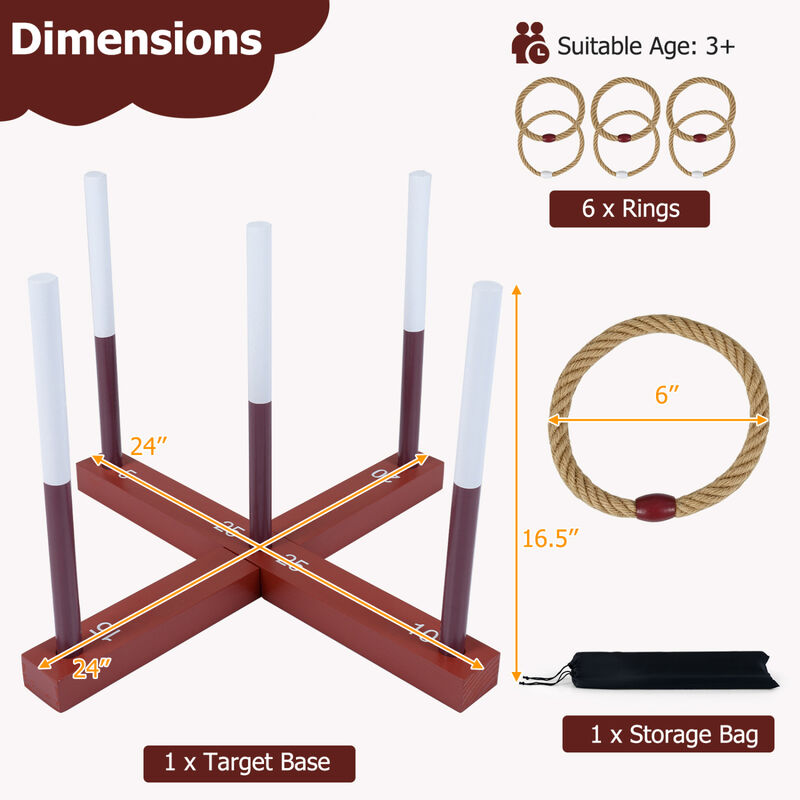 Kids Ring Toss Game with 6 Rope Rings and Storage Bag for Outdoor Play image number 2
