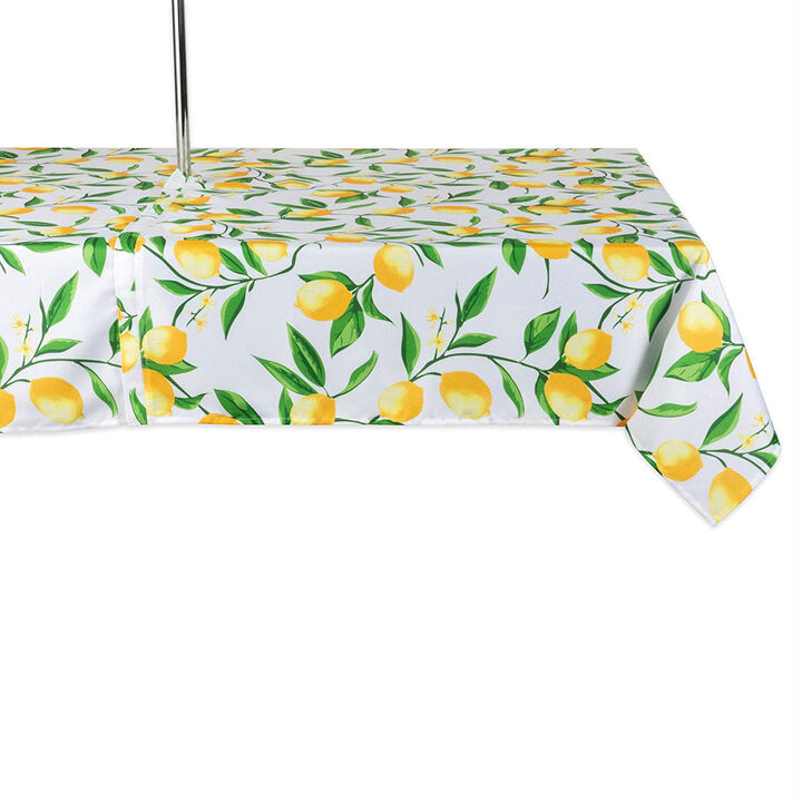 84" Zippered Outdoor Tablecloth with Lemon Bliss Print Design
