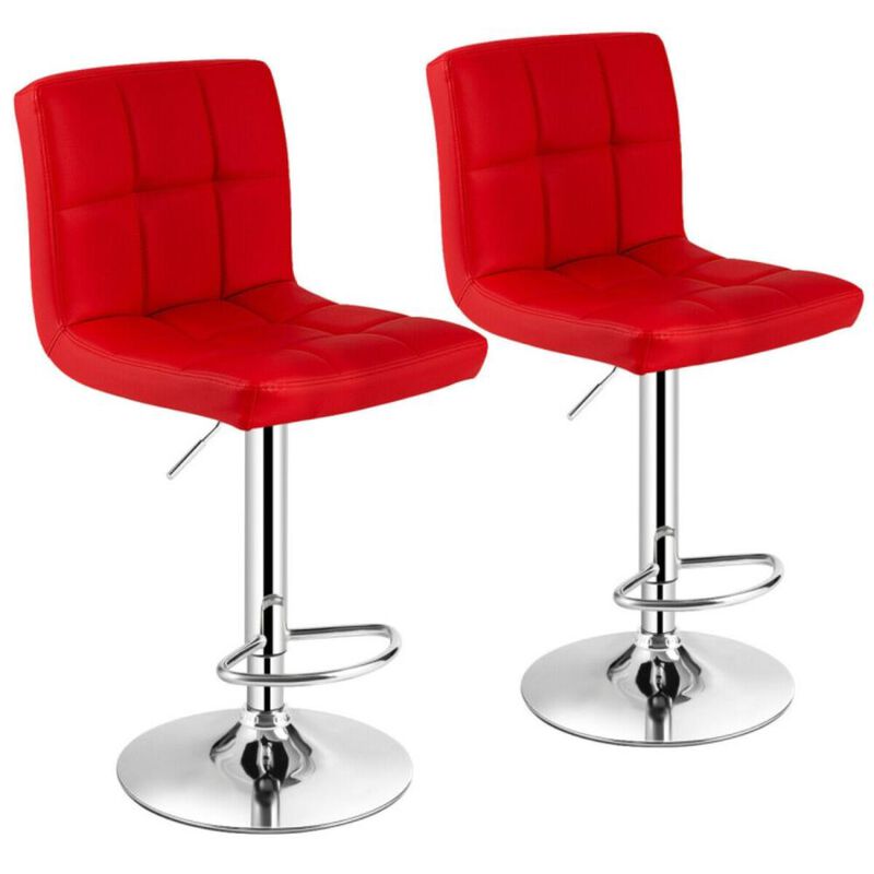 Hivvago Set of 2 Square Swivel Adjustable Bar Stools with Back and Footrest