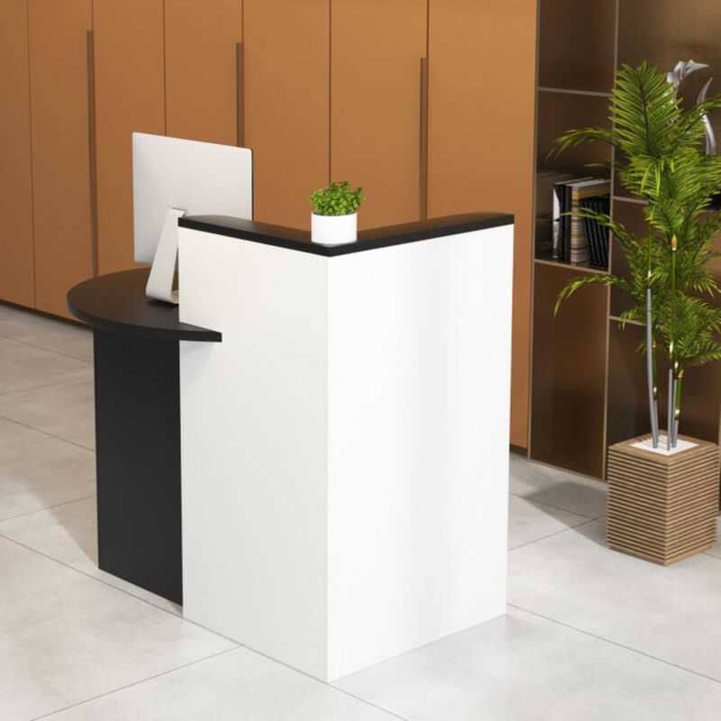 Hivvago Reception Office Desk with Open Shelf and Lockable Drawer