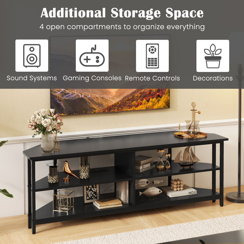 3-Tier Corner TV Stand for TVs up to 65 Inches with Charging Station