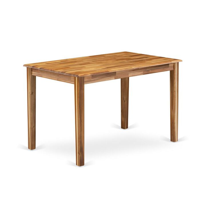 Natural Rectangular Table Top Surface and Asian Wood Dinner Table 4 Legs - Natural Finish