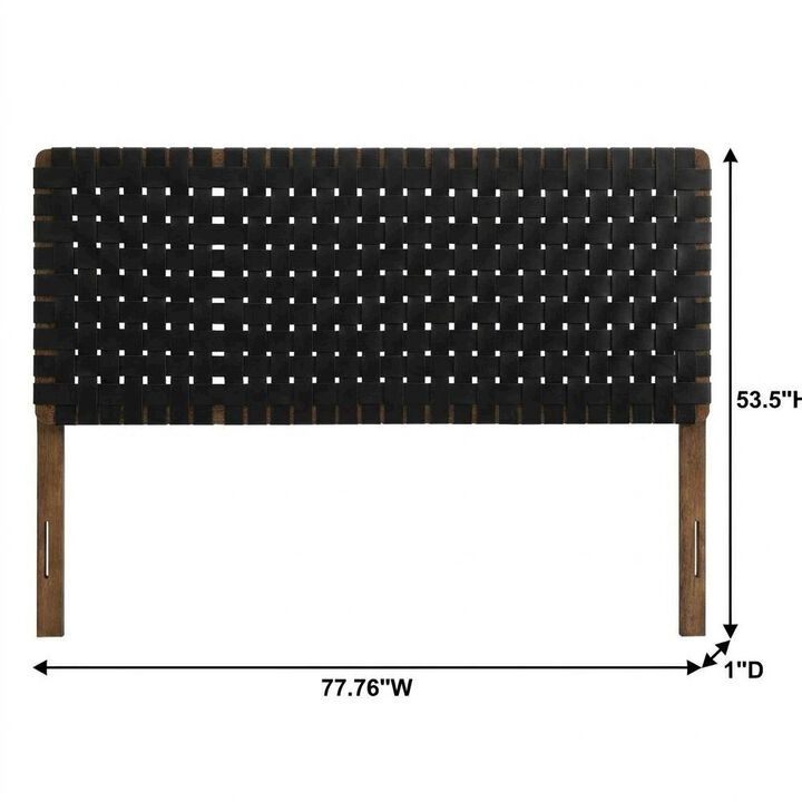 Vegan Leather King Headboard with Woven Texture and Durable Frame