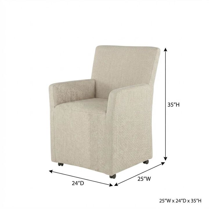 Starlight Canyon Home Linen Upholstered Wheeled Armchair, Modern Accent Chair for Living Room ,Beige