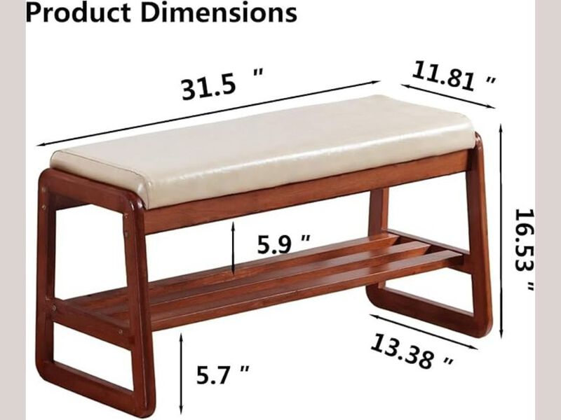 Entryway Wood Shoe Storage Bench 2 Tier Wooden Organizer Cute image number 2