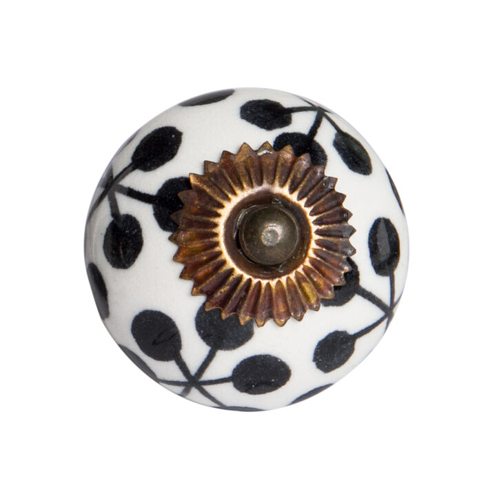 HomeRoots Set of Eight Black And White Ceramic And Metal Drawer Pull Knobs