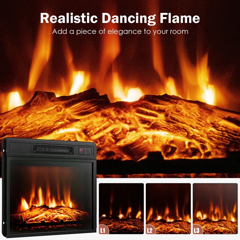 Mondawe 18" Electric Fireplace - 3D Flame & 1400W Heater