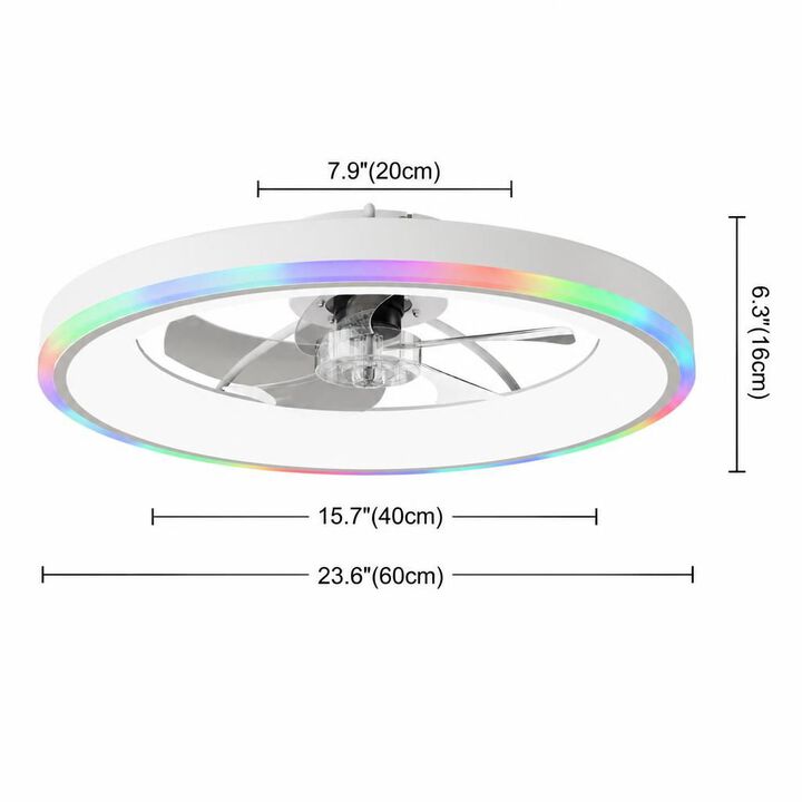 ELEMENT ACE Low Profile Flush Mount RGB Ceiling Fan, Dimmable LED Light, 6-Speed Reversible Silent Motor with Remote APP