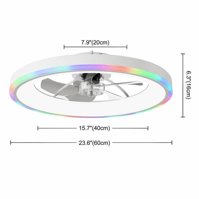 ELEMENT ACE Low Profile Flush Mount RGB Ceiling Fan, Dimmable LED Light, 6-Speed Reversible Silent Motor with Remote APP image number 1