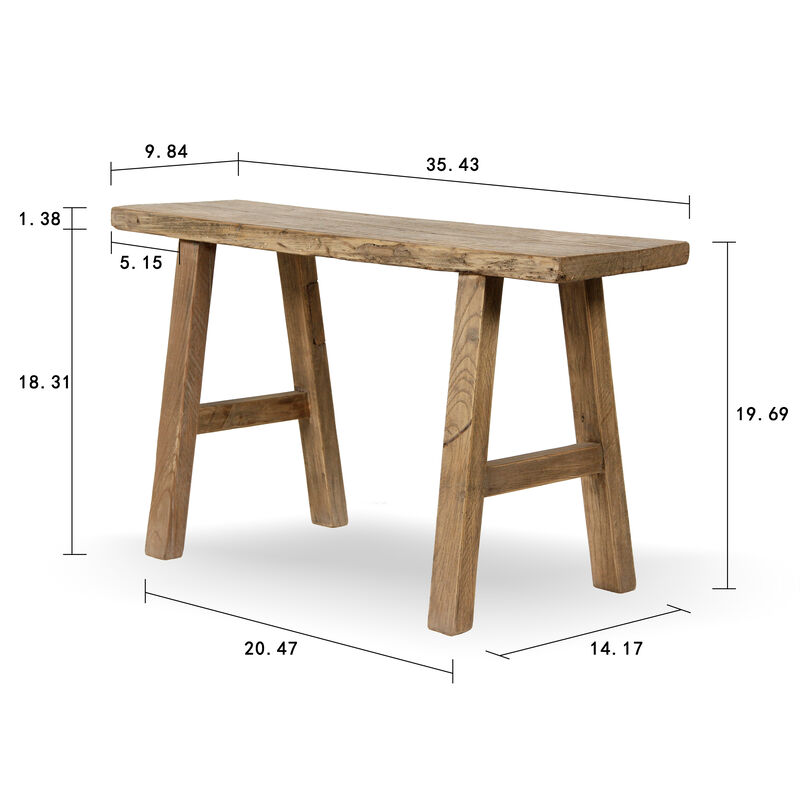 Vintage Reclaimed Elm Entryway Bench in Natural Wood image number 2