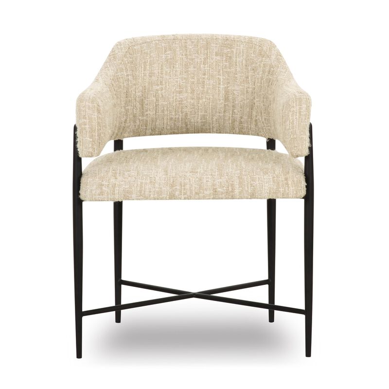 Sezanne Cream Textured Performance Boucle Dining Chair image number 6