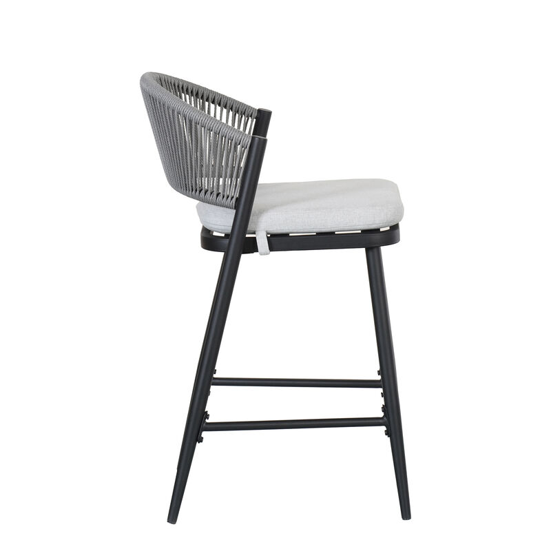 Christopher Knight Home Pamela Outdoor 26" Metal and Rattan Counter Stools with Scallop-shaped Backrest (Set of 2) image number 4