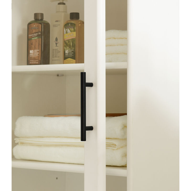 Streamdale White Bathroom Cabinet with Glass Door (46")