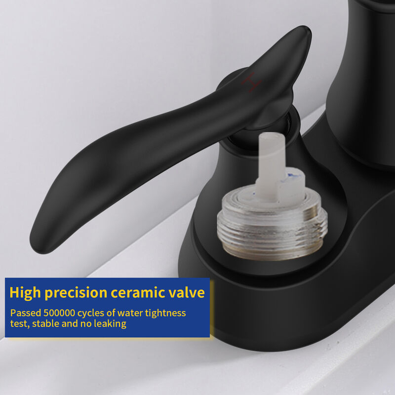 2-Handle Matte Black Vanity Sink Faucet with High Arc 360° Rotating Spout