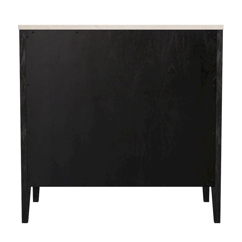Butler Specialty Averly 32.75 in. W Rectangular Marble and Wood 3 Drawer Chest, Black image number 5