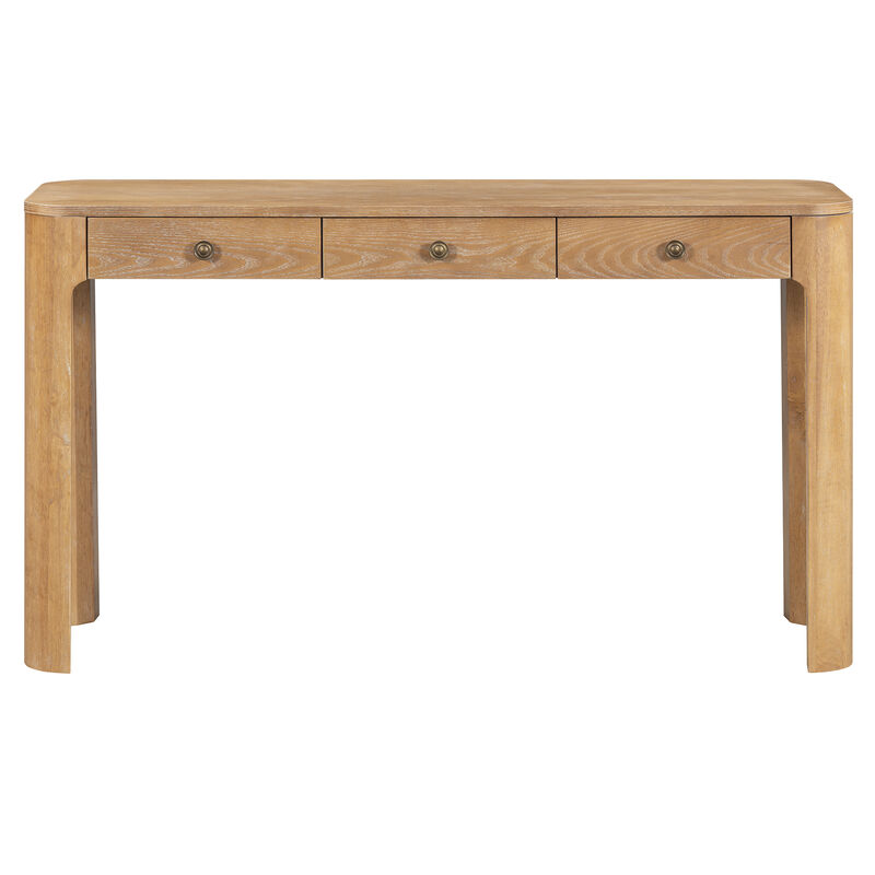 Whisen 52" Rustic Console Table with 3 Drawers, Solid Wood MDF, Sturdy Sofa Table for Entryway Living Room Hallway image number 0