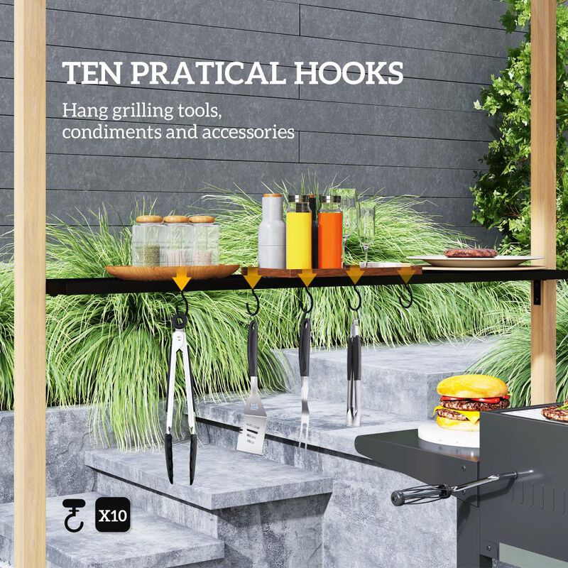 Hivvago 8x5 BBQ Grill Gazebo with 2 Shelves and 10 Hooks image number 5